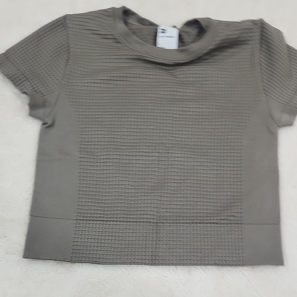 Womens Small Olive Green Textured T-Shirt